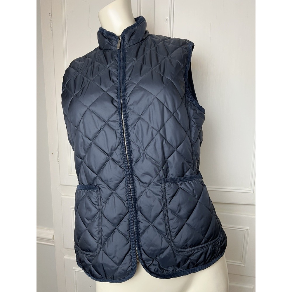 Brooks Brothers Navy Blue Diamond Quilted Thermore Down Puffer Full Zip Vest L